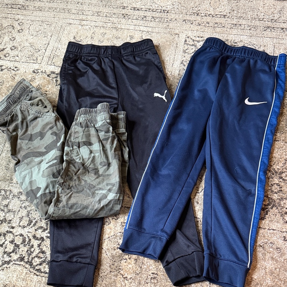 Nike and Puma Kids Jogger Pants Set - Black, Blue, and Camouflage